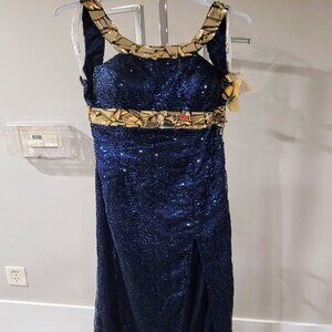 Party Time Formals/Rachel Allan 6116 Midnight Blue Prom Pageant Dress